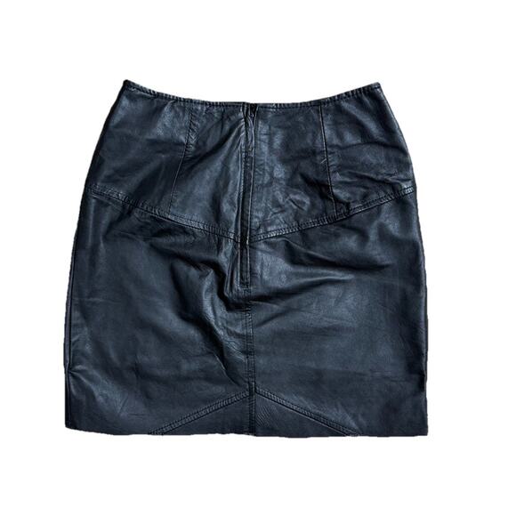 Byrnes & Baker Vintage Real Leather Skirt Womens Size 6 Luxury 90s Black Mini - Picture 5 of 6